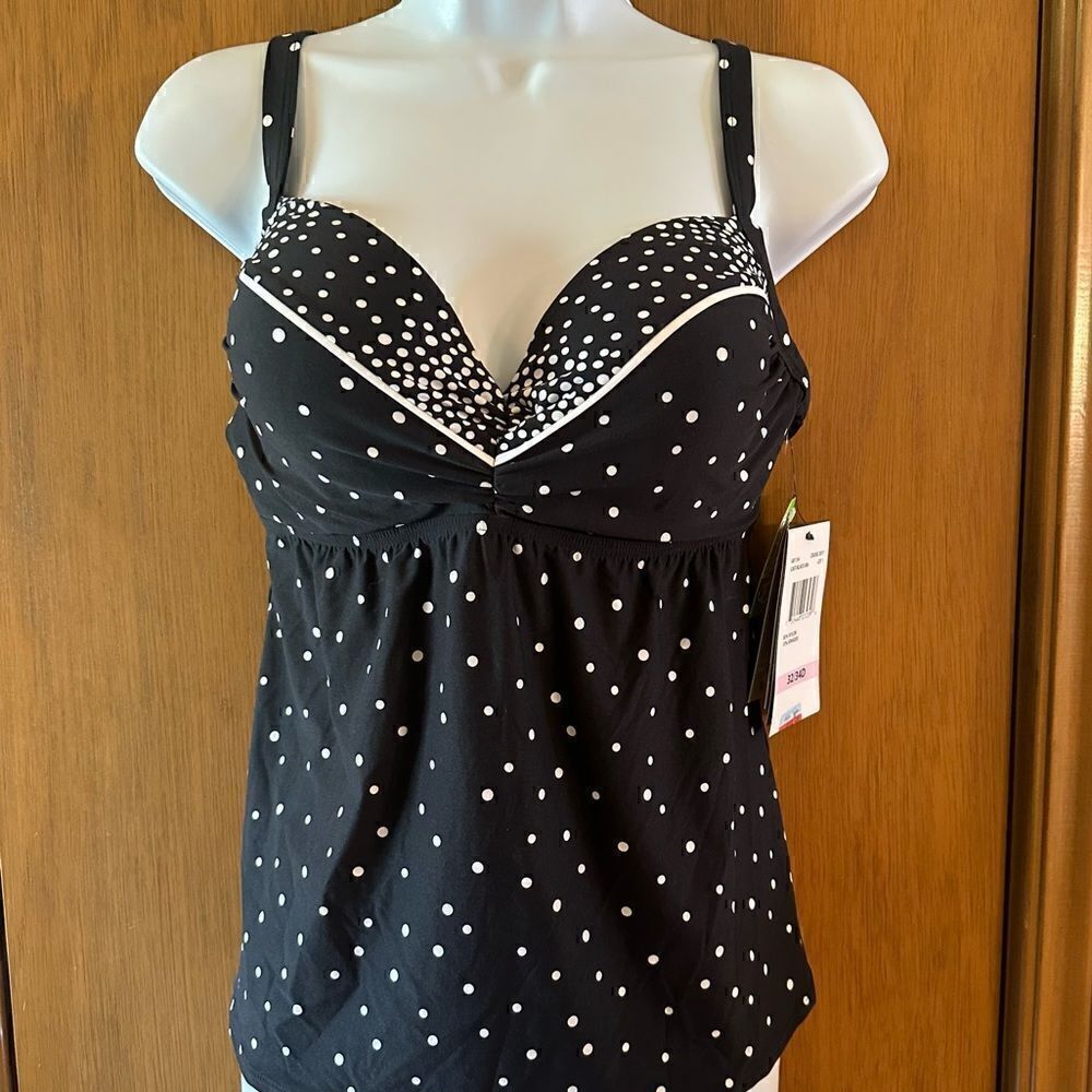 🍃 COCO REEF polkadot tankini top, with underwire and padded bra. 32-34D - Picture 2 of 9